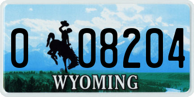 WY license plate 008204