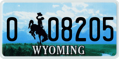 WY license plate 008205