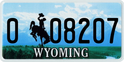 WY license plate 008207
