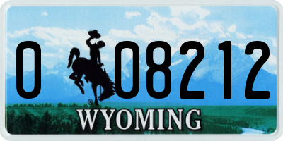 WY license plate 008212