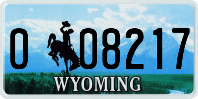 WY license plate 008217