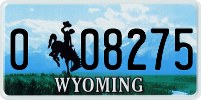 WY license plate 008275