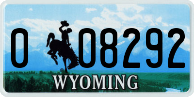 WY license plate 008292