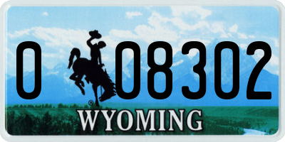 WY license plate 008302