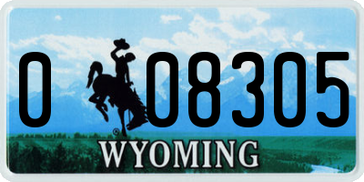 WY license plate 008305