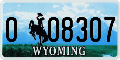 WY license plate 008307