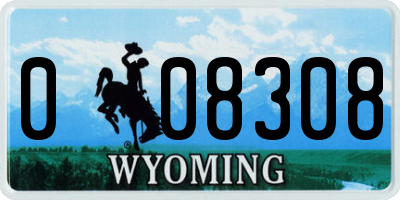 WY license plate 008308