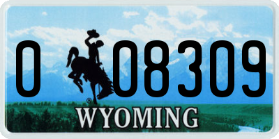 WY license plate 008309