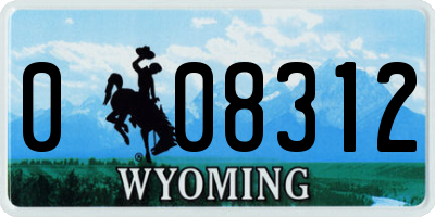 WY license plate 008312