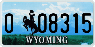 WY license plate 008315