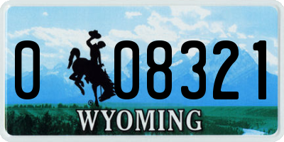 WY license plate 008321