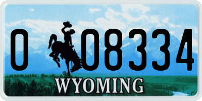 WY license plate 008334