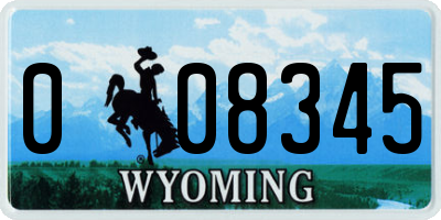 WY license plate 008345