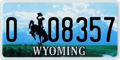 WY license plate 008357