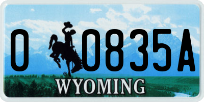 WY license plate 00835A