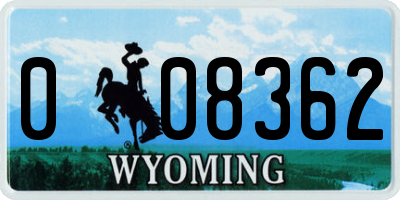 WY license plate 008362