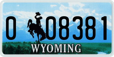 WY license plate 008381