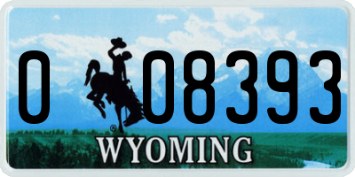 WY license plate 008393