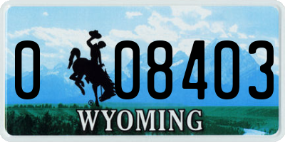 WY license plate 008403