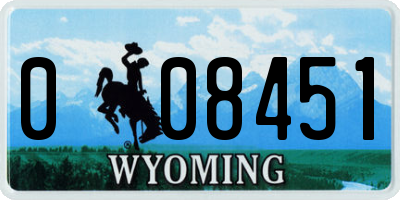 WY license plate 008451