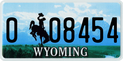 WY license plate 008454