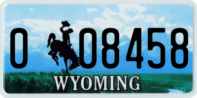 WY license plate 008458