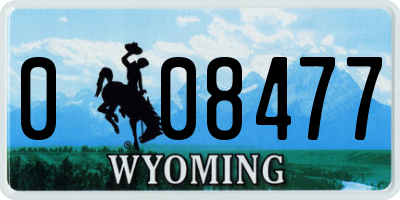 WY license plate 008477