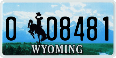 WY license plate 008481