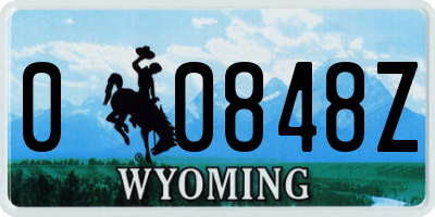 WY license plate 00848Z