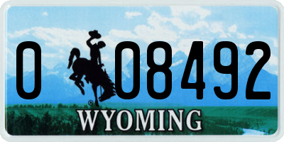 WY license plate 008492