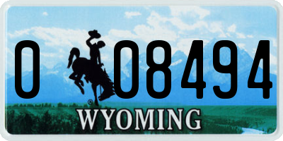 WY license plate 008494