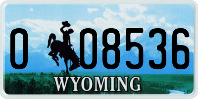 WY license plate 008536