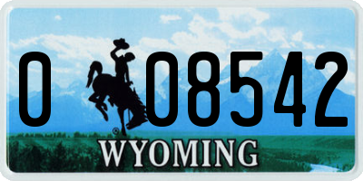 WY license plate 008542