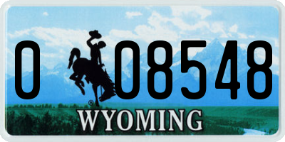 WY license plate 008548