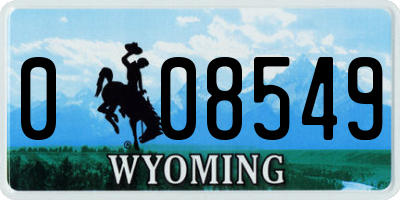 WY license plate 008549