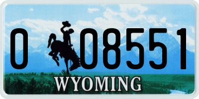 WY license plate 008551