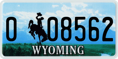 WY license plate 008562