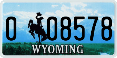 WY license plate 008578