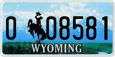 WY license plate 008581