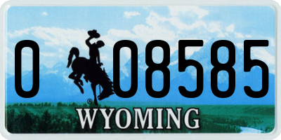 WY license plate 008585