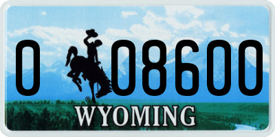 WY license plate 008600