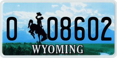 WY license plate 008602