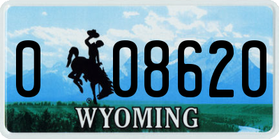 WY license plate 008620