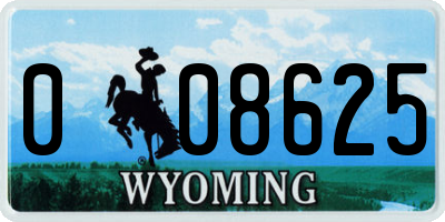 WY license plate 008625