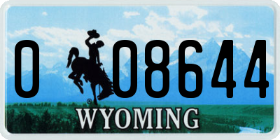 WY license plate 008644