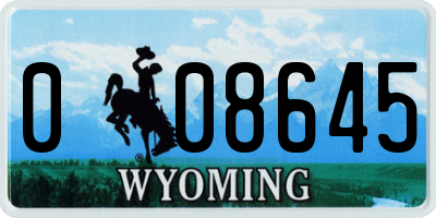 WY license plate 008645