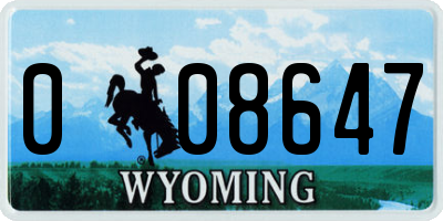 WY license plate 008647