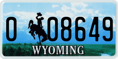 WY license plate 008649