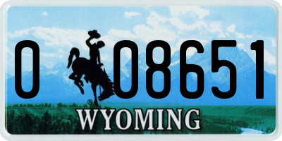 WY license plate 008651