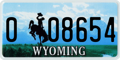 WY license plate 008654